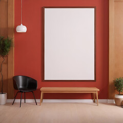Photo picture frame mockup in home interior with white canvas