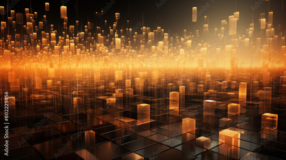 Poster a computer generated image of a cityscape with many buildings