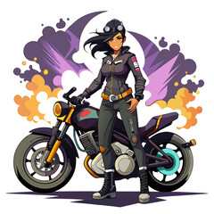 Attitude Girl motorcycle bike Rider illustration