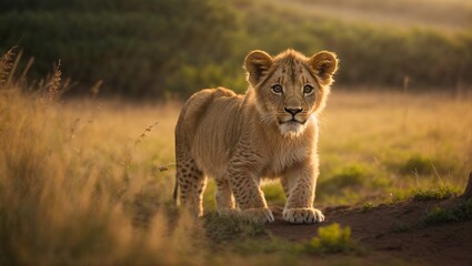 lion cub in the wild hd 8k wallpaper stock photographic image