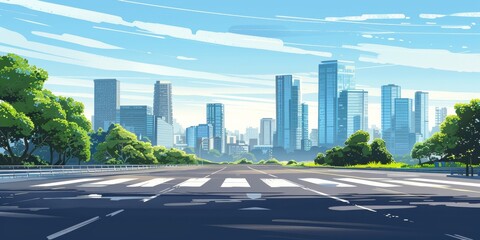 Obraz premium Side view of a road with beautiful cityscape in background.