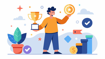 Setting achievable goals and rewards for reducing or eliminating specific compulsive behaviors.. Vector illustration