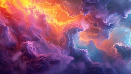Fototapeta premium Abstract fire and cosmic dark clouds in surreal digital art in the form of sea waves, Generative AI
