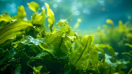 Thriving Seaweed Algae in Sustainable Aquaculture Farm: Rich Nutrient Source for Commercial Use. Concept Aquaculture Farming, Seaweed Algae, Sustainable Practices, Nutrient-Rich Source