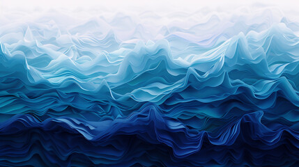 Design an AI-generated image that captures the essence of oceanic dynamism, with gradients shifting from azure to deep navy, portraying the eternal dance of waves rolling across the sea.