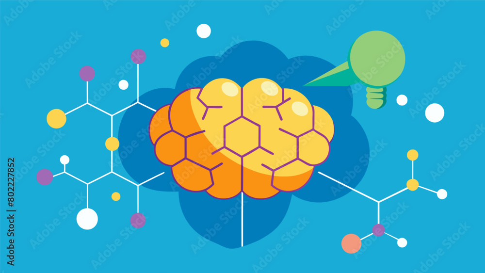 Poster the molecular structure of ketamine emerging from a persons brain symbolizing the drugs ability to t