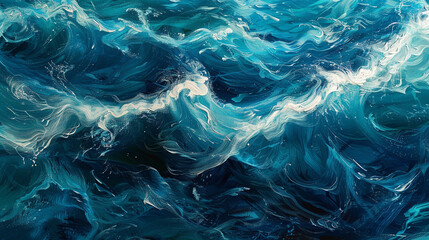 Design an AI-generated image showcasing the captivating allure of waves rolling across the ocean's...