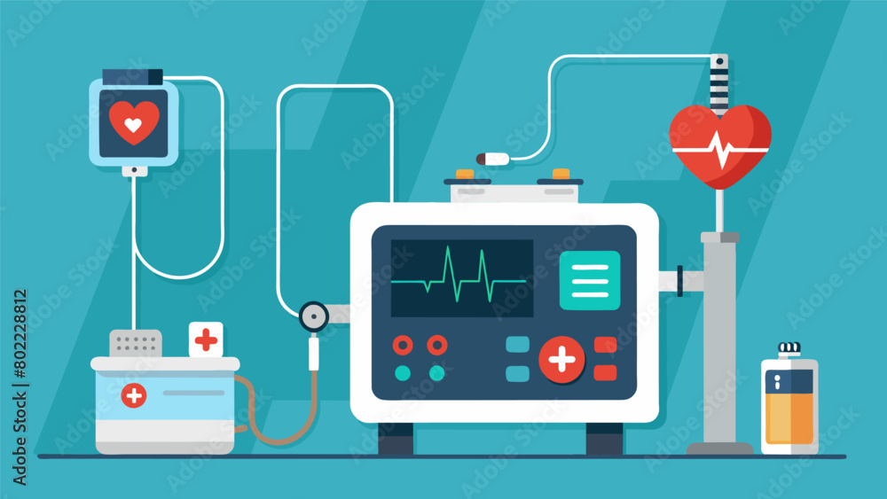 Poster a specialized machine that measures a patients heart rate pressure and oxygen levels while receiving