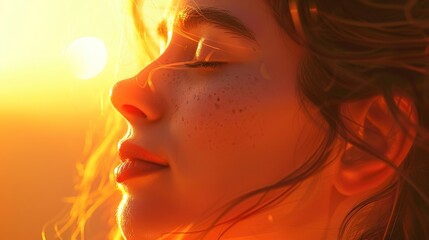 Breathing exercise illustration, guide to calm, close up, peaceful resolution, soft evening light 