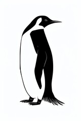 A simple black and white line drawing of a penguin.