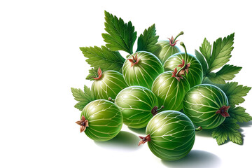 Realistic Gooseberry Illustration on White Background