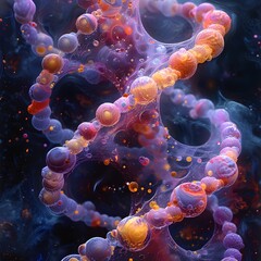 Intricate Molecular Structures in Vibrant Organic Textures Microscopic Abstract of DNA and Cellular