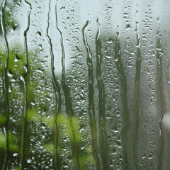 Rain cascading on window