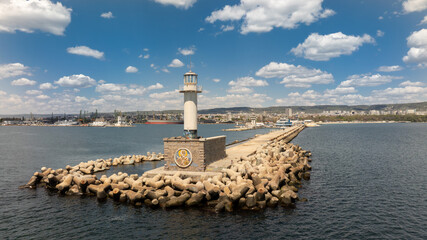 The lighthouse in Varna, the sea capital of Bulgaria. - obrazy, fototapety, plakaty