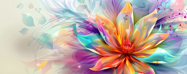 Fototapeta premium A vibrant and cheerful modern flower design, perfect for decoration and adding a pop of color to any space.