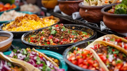 Fototapeta premium Mexican cuisine festival showcases unique ingredient pairings for an authentic flavor experience