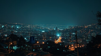 Fototapeta premium A photograph of a city at night from the road view 