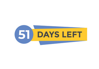 51 days to go countdown template. 51 day Countdown left days banner design. 51  Days left countdown timer

