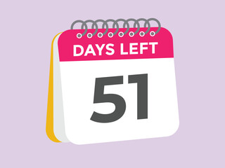 51 days to go countdown template. 51 day Countdown left days banner design. 51  Days left countdown timer
