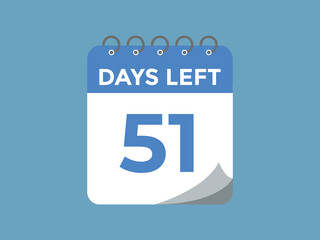 51 days to go countdown template. 51 day Countdown left days banner design. 51  Days left countdown timer
