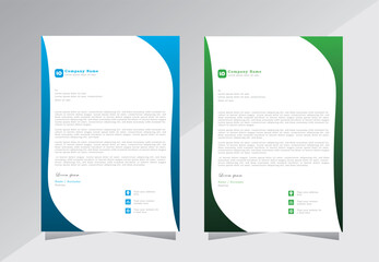Modern professional Letterhead design template,  vector letterhead design with  a4 size print ready editable template, Green and blue colour letterhead template, 