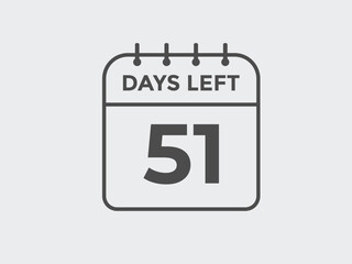 51 days to go countdown template. 51 day Countdown left days banner design. 51  Days left countdown timer
