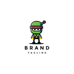 Green Goblin Bot Mascot Logo Design. Goblin Robot Carrying Gold Coins Logo Design.