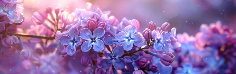 Blooming Lilac Spring Flowers in Garden - Artistic Violet Background Design