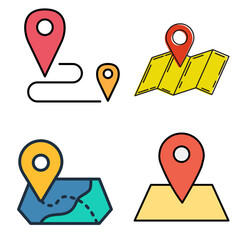 colorful map set icon