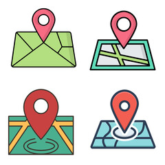 colorful map set icon