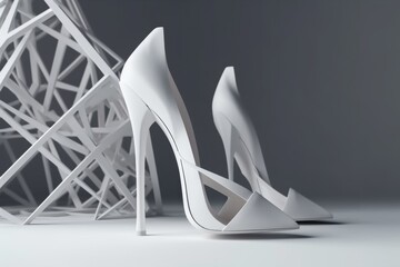 A high heeled shoe gracefully perched on top of a table, exuding elegance and mystery. Generative AI