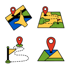 colorful map set icon
