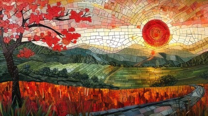 Chinese natural mosaic, rice fields, and stained glass illusion.
