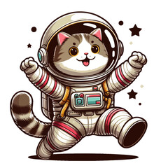 Fototapeta premium Astronaut cat vector in white background 