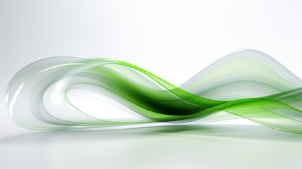 A vibrant green and white wavy wave gracefully flows on a pristine white canvas. Generative AI