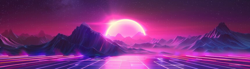A synthwave background with neon purple and pink hues