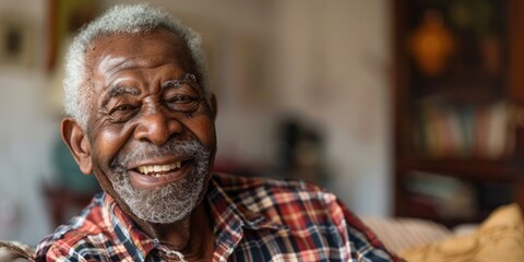 Cheerful older black senior man, 70 year old afro american man