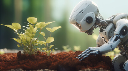 An innovative robot designed for taking care of tasks in the garden.
