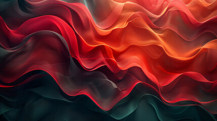 Fototapeta premium Vibrant Abstract Waves in Red and Dark Green Hues