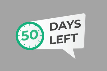 50 days to go countdown template. 50 day Countdown left days banner design. 50  Days left countdown timer
