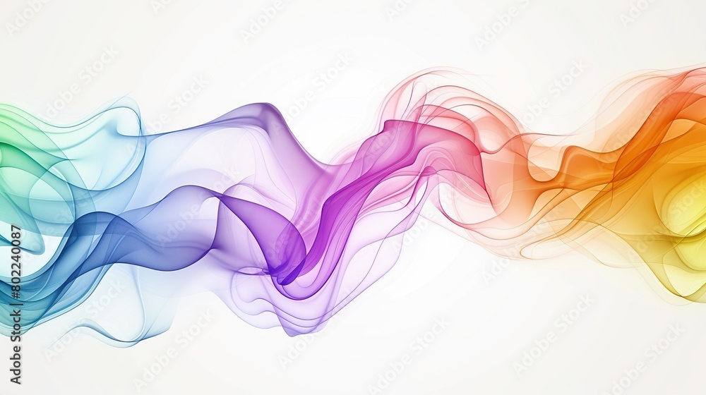 Wall mural colorful wave lines flowing isolated on white background for vector design of sound, technology, sci