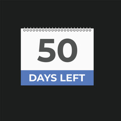 50 days to go countdown template. 50 day Countdown left days banner design. 50  Days left countdown timer
