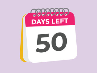 50 days to go countdown template. 50 day Countdown left days banner design. 50  Days left countdown timer

