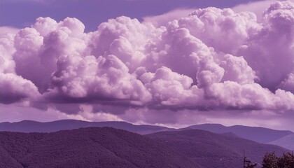Abstract fantasy landscape purple Cumulus clouds aesthetic background