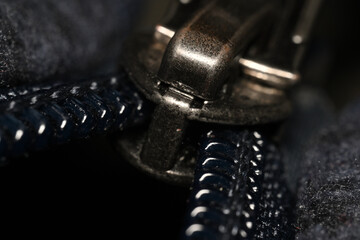 Close up of metal zipper