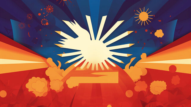 Philippine Independence Day, colorful graphic background wallpaper. AI generated.