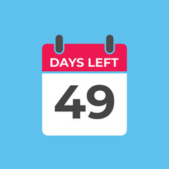 49 days to go countdown template. 49 day Countdown left days banner design. 49  Days left countdown timer
