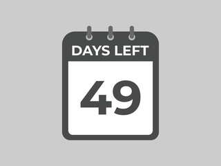49 days to go countdown template. 49 day Countdown left days banner design. 49  Days left countdown timer
