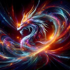 Fusion flare dragon Abstract Colorful Shape of vibrant hues and dynamic Background