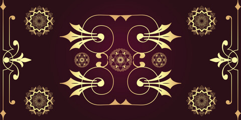 Vector ornate seamless border in Victorian style. Gorgeous element for design, place for text. Ornamental vintage pattern for wedding invitations, birthday and greeting cards.Traditional golden decor.